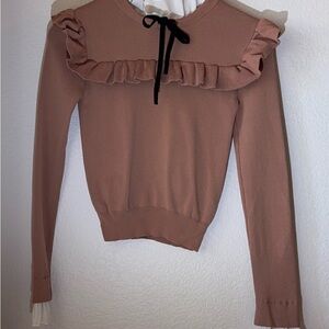 Zara Ruffled Long Sleeve Top with Bow